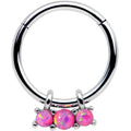 16G 3/8 Pink Synthetic Opal Trio Hinged Segment Ring