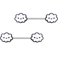 14G 9/16 Fluffy Little Clouds Barbell Nipple Ring Set