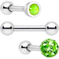 16G 1/4 Lime Faux Opal Inlay Cartilage Tragus Earring 3 Pack Set
