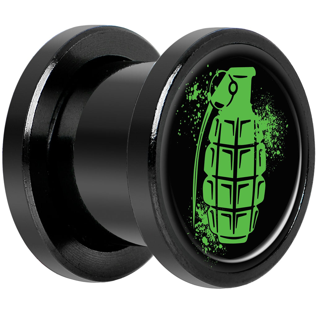 Green Grenade Black Anodized Screw Fit Plug Set 00G
