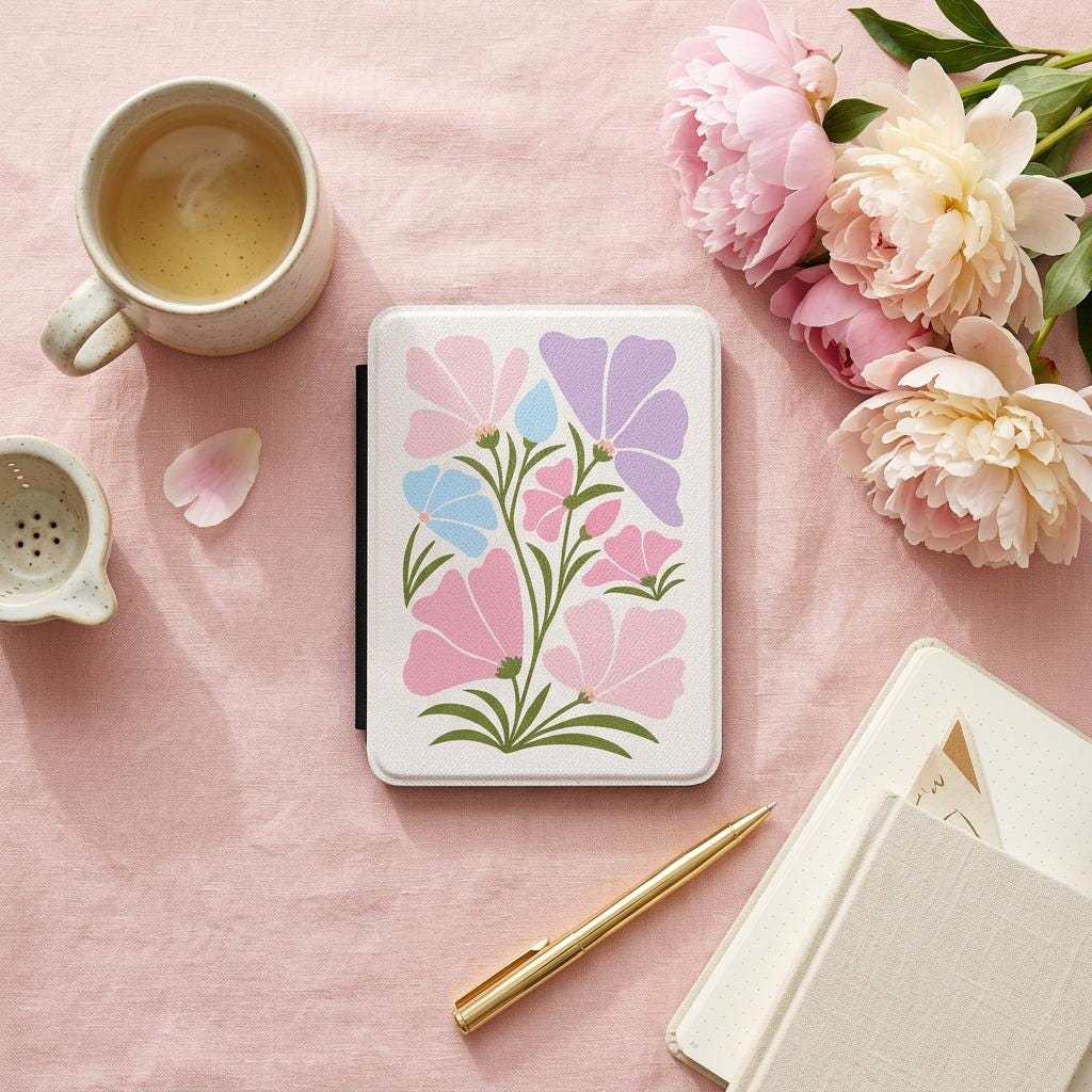 Vintage Pastel Floral Kindle Paperwhite Case | Soft Bouquet E-Reader Cover