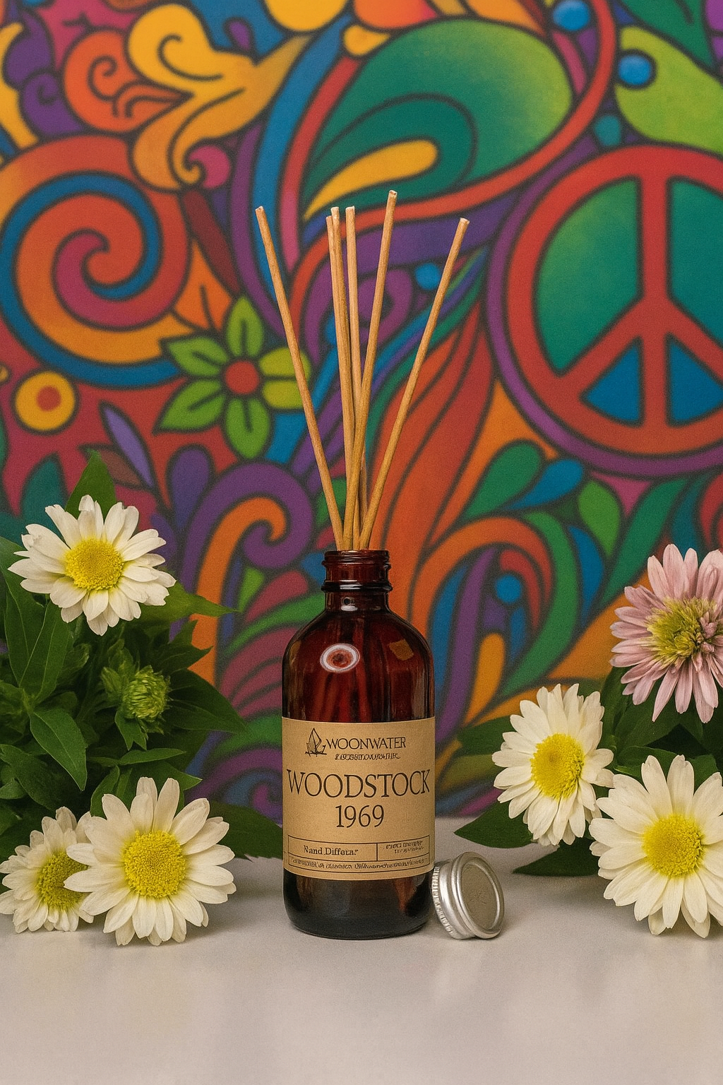 Woodstock 1969 - REED DIFFUSER, Hemp, Grass, Nag Champa & Patchouli -- by Moon Water Apothecary!