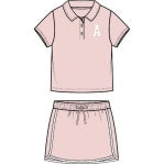 Miles The Label - 2pc Short Sleeve Polo & Skort Set, Light Pink