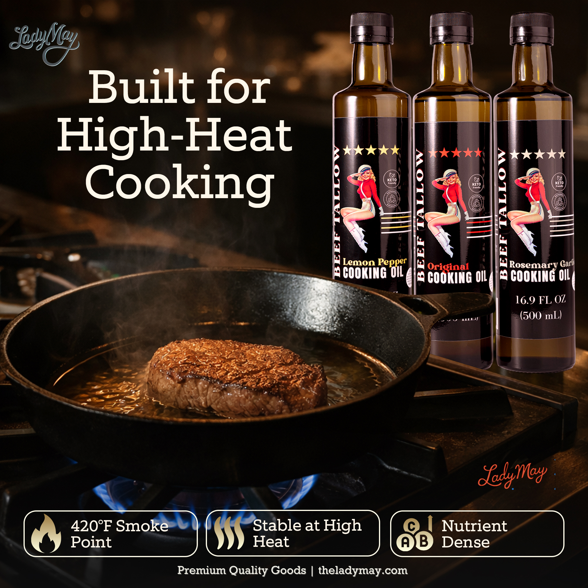 Premium Grass-Fed Beef Tallow Cooking Oil - Restaurant-Proven | Choose Your Flavor