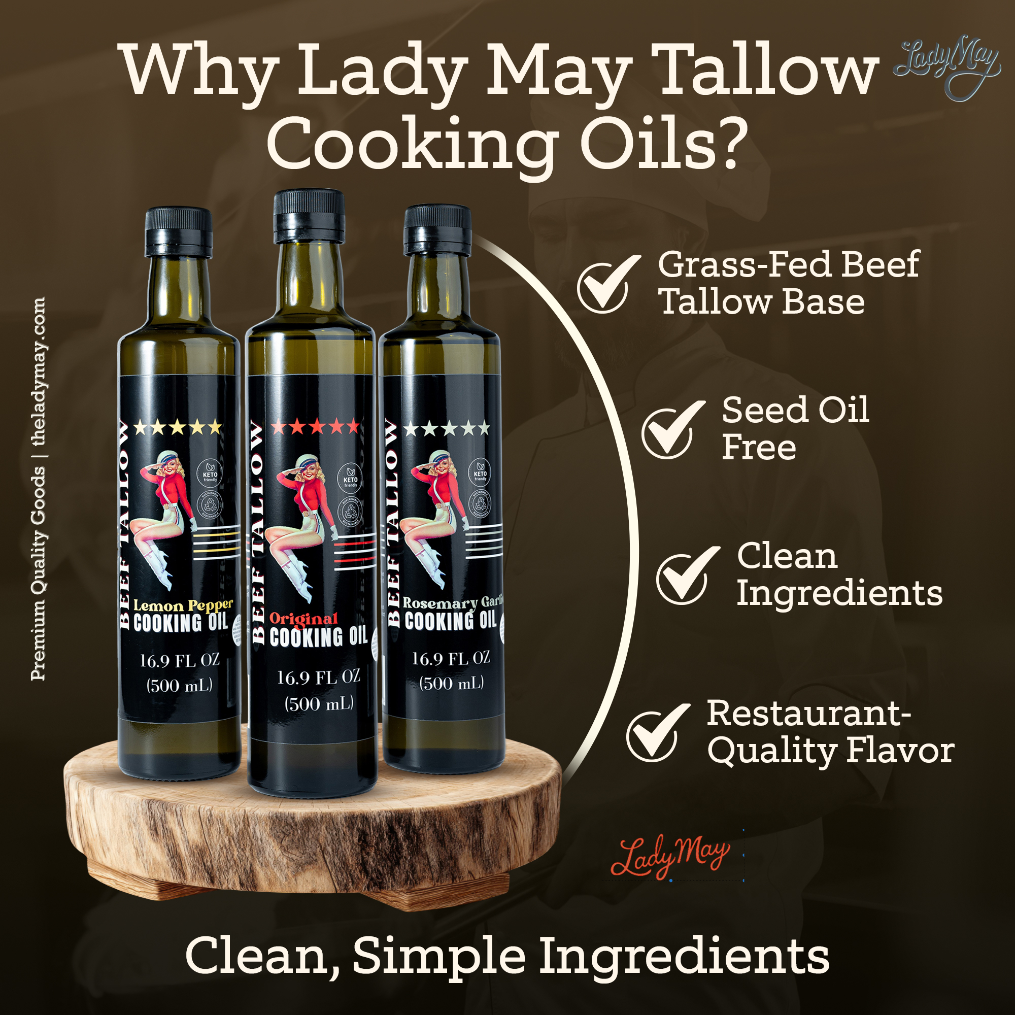 Premium Grass-Fed Beef Tallow Cooking Oil - Restaurant-Proven | Choose Your Flavor