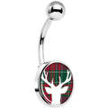 Red Green Plaid Reindeer Belly Ring