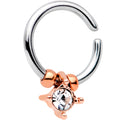 16G Rose Gold Tone Clear Gem Drop Annealed Seamless Circular Ring