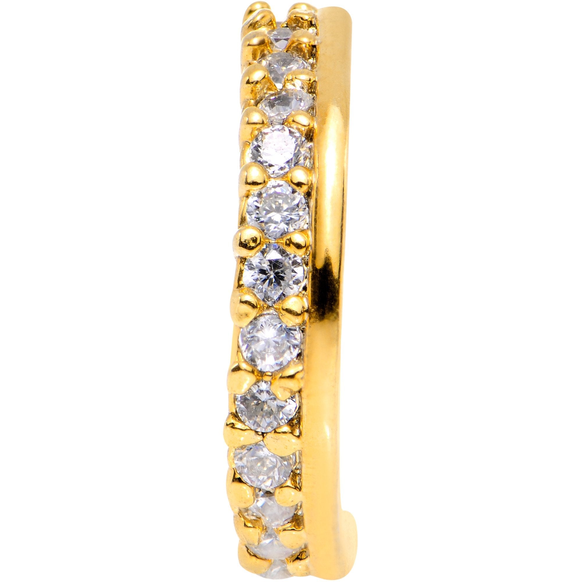 20G Clear CZ Gem Gold Tone Sleek Seamless Circular Ring