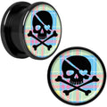 Pink Green Plaid Heart Skull Black Anodized Screw Fit Plug Set 5/8