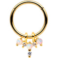 16G 5/16 White Synthetic Opal Gold Tone Hinged Segment Ring