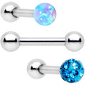 16G 1/4 Aqua Faux Opal Ball Cartilage Tragus Earring 3 Pack Set