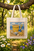 Beach Bucket PNG Digital Download – Embroidered Coastal Summer Clipart Design
