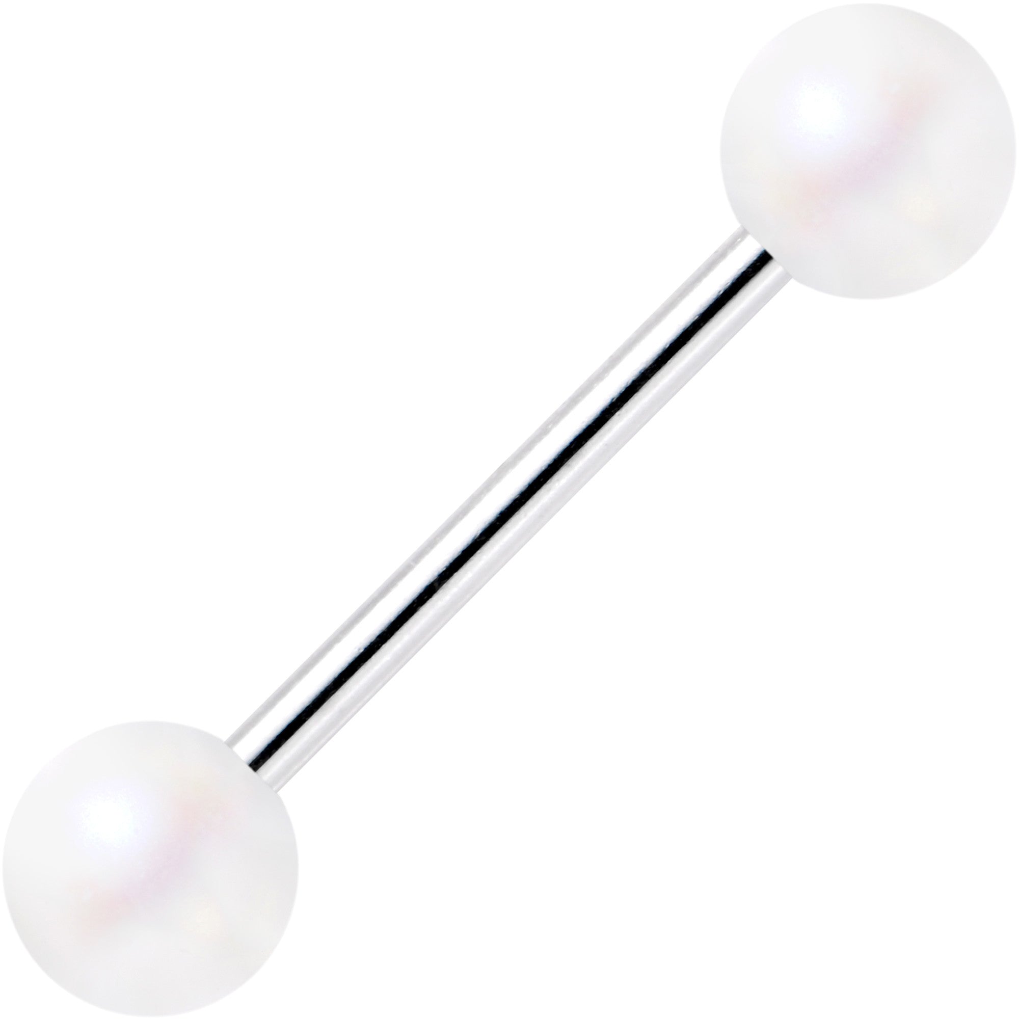 Matte Iridescent White 6mm Acrylic Ball Barbell Tongue Ring
