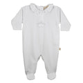 Baby GI - White Ruffle Interlock Footie with Crown