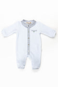 PURETE - Blue Interlock Footie with Button