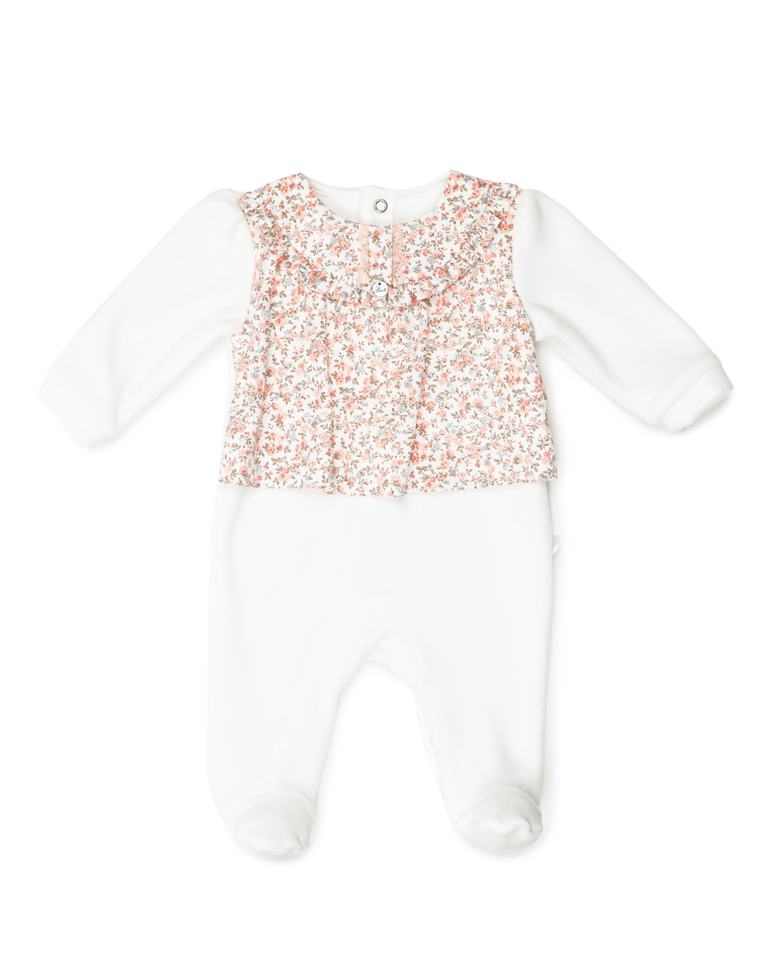 PURETE - Ivory Floral Velour Footie