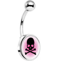 Pink Black Skull Belly Ring