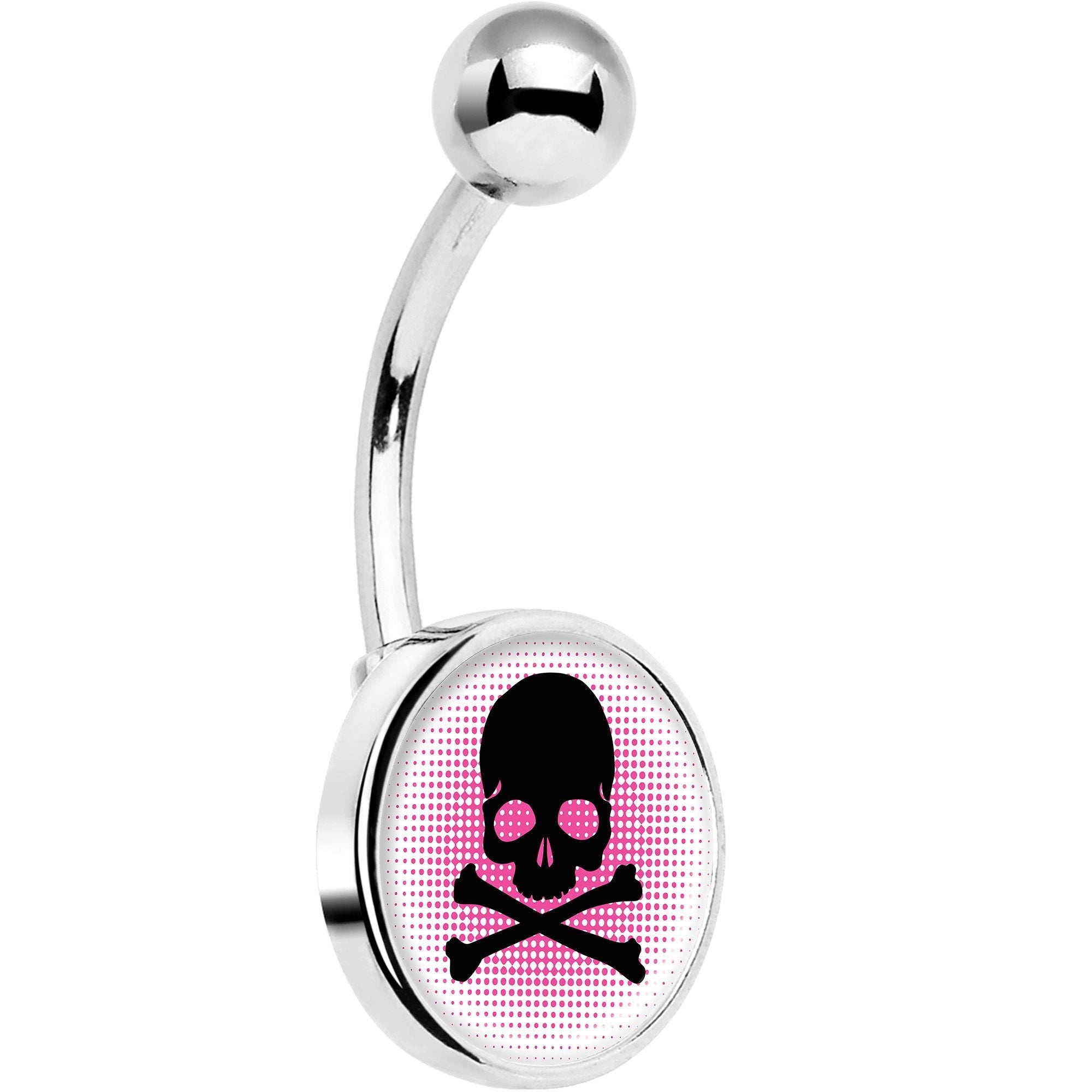Pink Black Skull Belly Ring