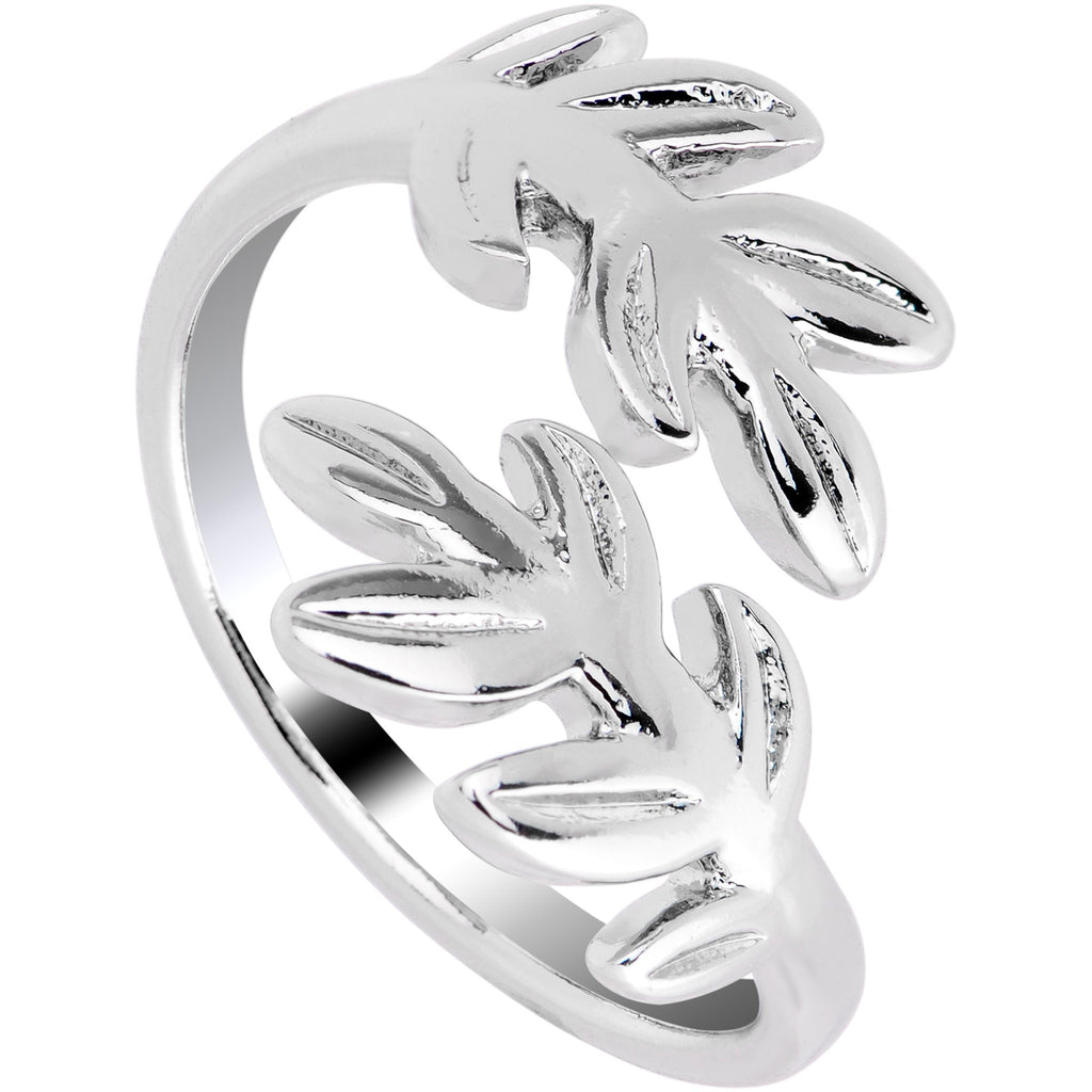 Rhodium Plated Budding Leaves Toe Ring