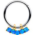 16G 5/16 Blue Synthetic Opal Quintet Hinged Segment Ring