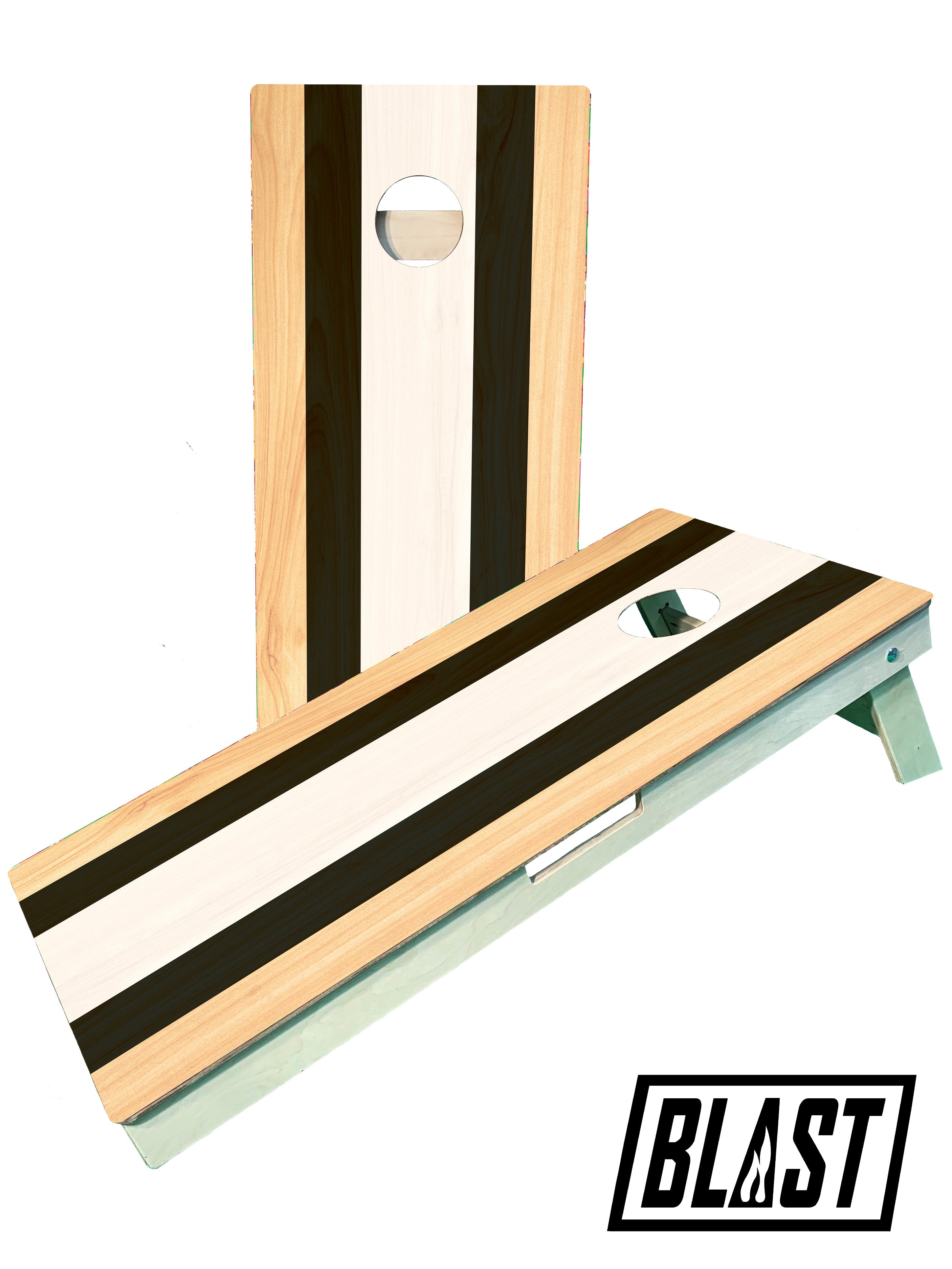 Black & White Striped Cornhole Boards