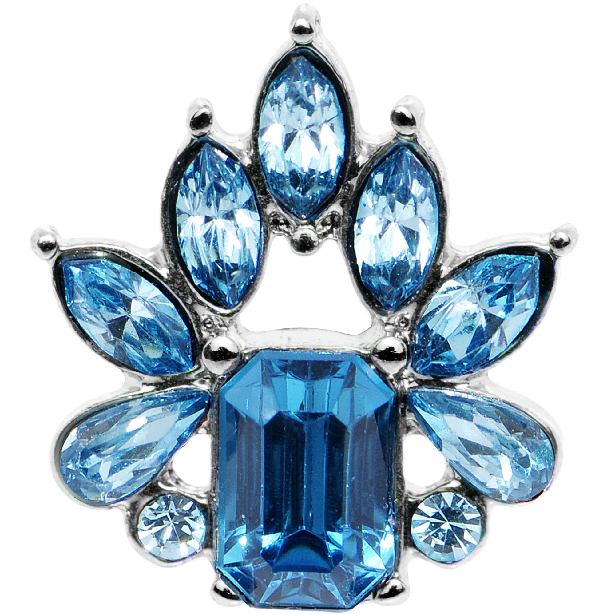 16G 1/4 Blue Gem Flower Tiara Amulet Cartilage Tragus Earring