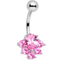Pink Gem Bursting With Brilliance Belly Ring